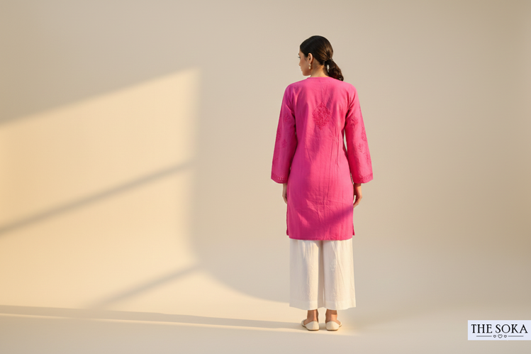 Aarvi Handcrafted Pure Cotton Short Chikankari Kurti