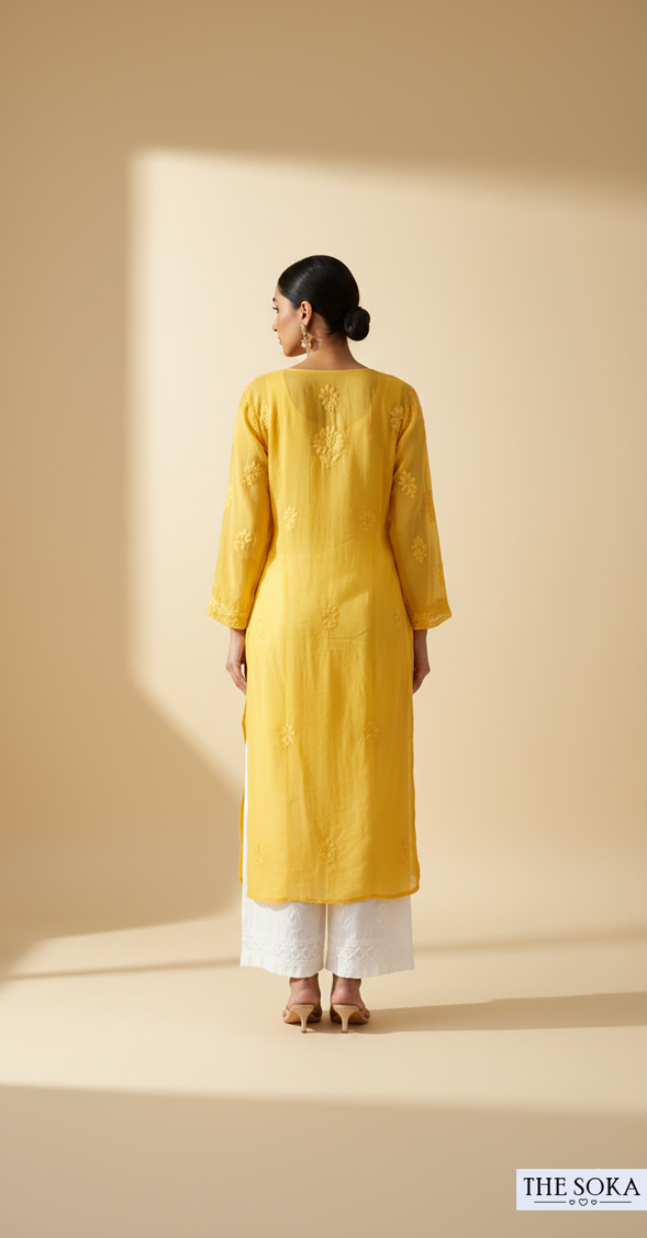 Pure Cotton Long Chikankari Kurti