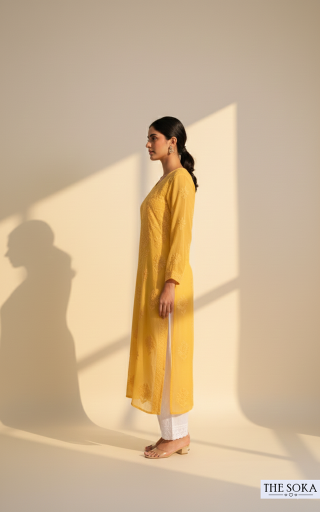 Pure Cotton Long Chikankari Kurti