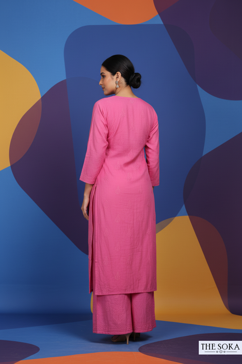 Gulabi Noor Women Chikankari Kurta Set with Pant