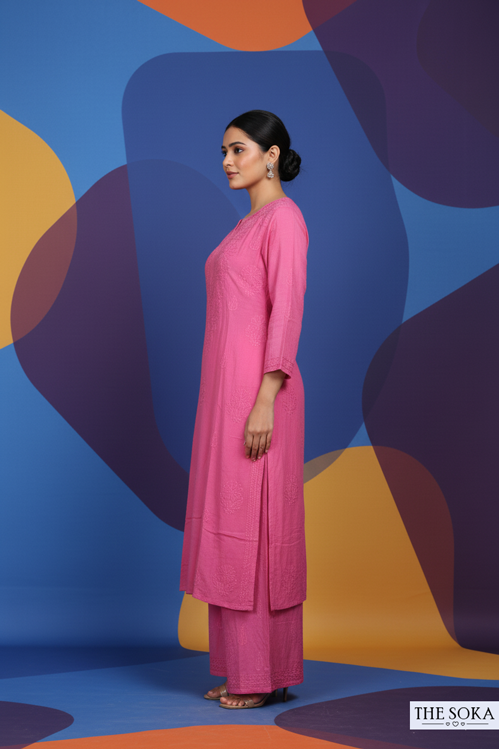 Gulabi Noor Women Chikankari Kurta Set with Pant