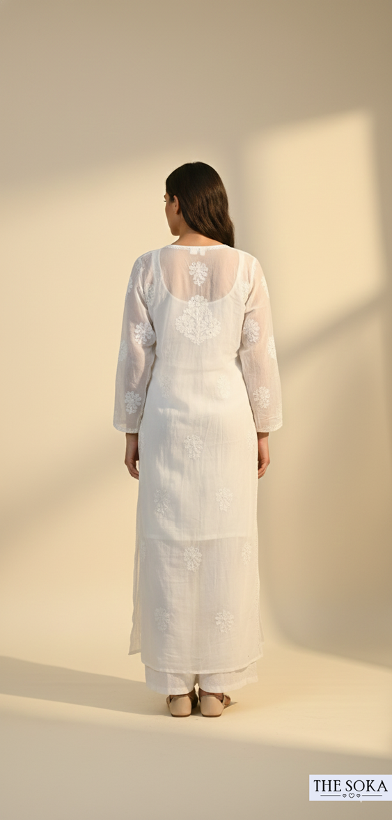 Viscose 3D Chikankari Long Kurti