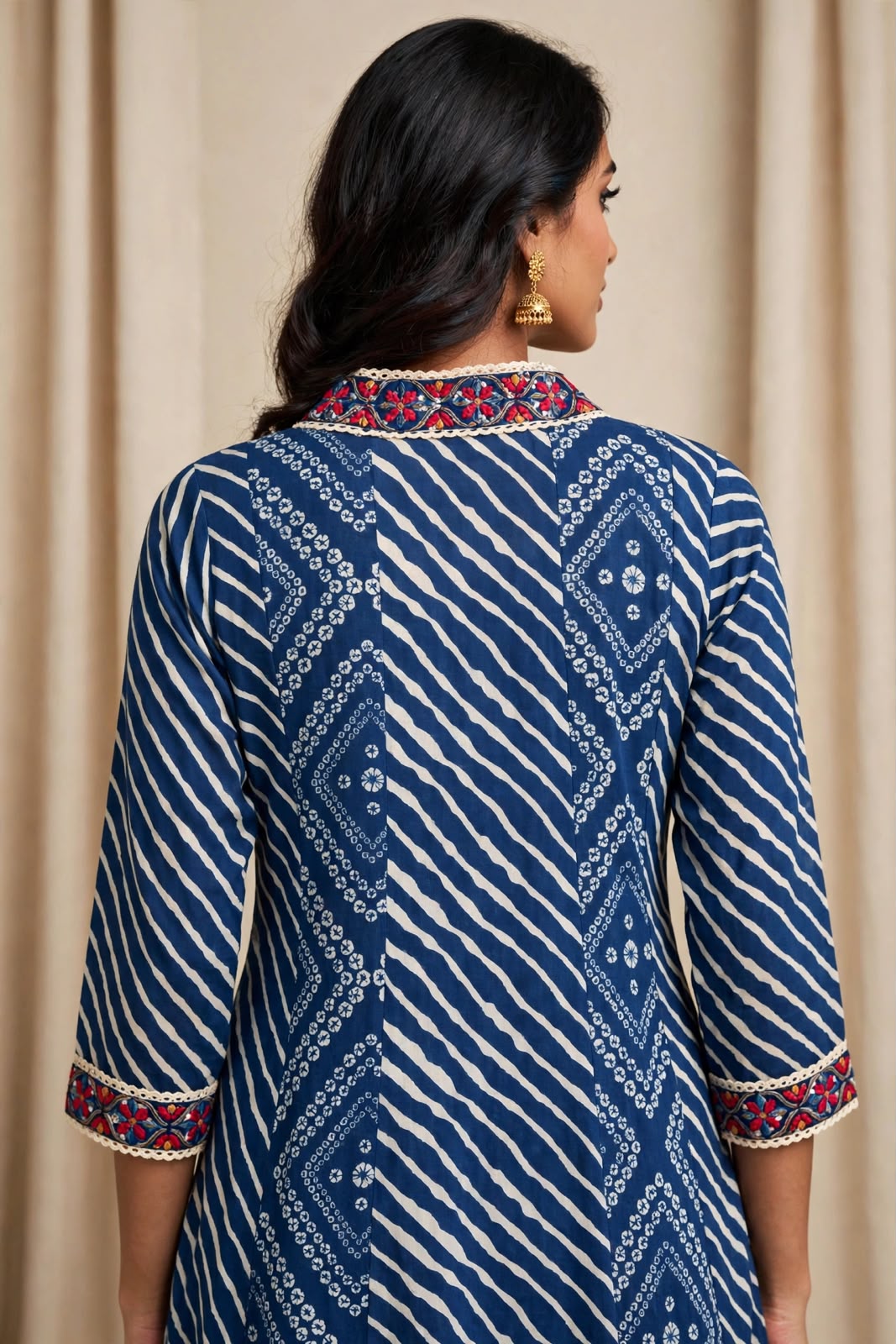 Navy Blue Printed Kurta Pant Dupatta Set for Women | Elegant Ethnic Wear