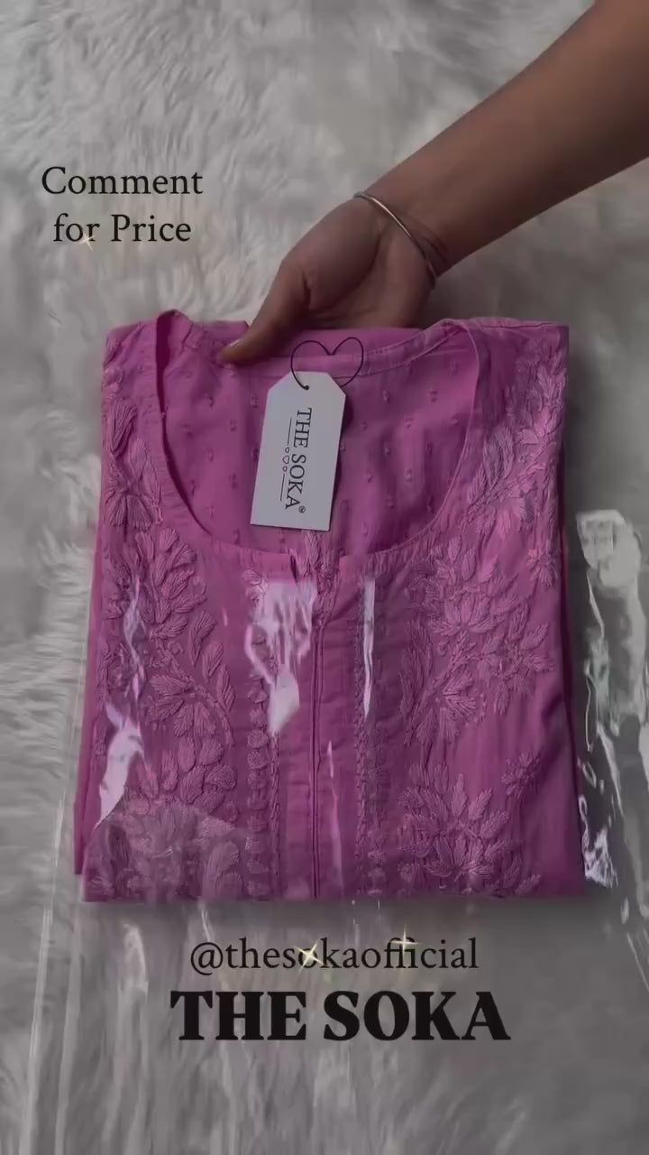 Baby Pink Pure Chikankari Premium Dobby Cotton Embroidered Handwork 