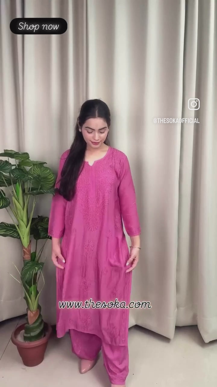 Gulabi Noor Women Chikankari Kurta Set with Pant